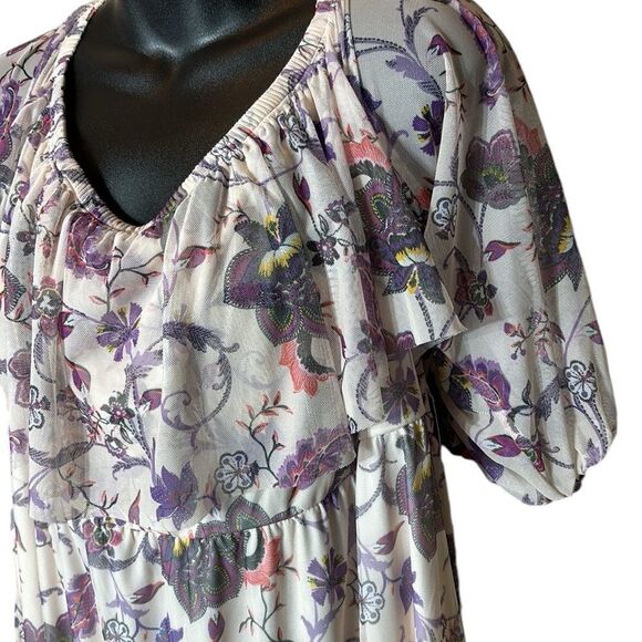 Torrid women’s 6x off shoulder puff sleeve tiered maxi dress floral mesh boho - Picture 5 of 12